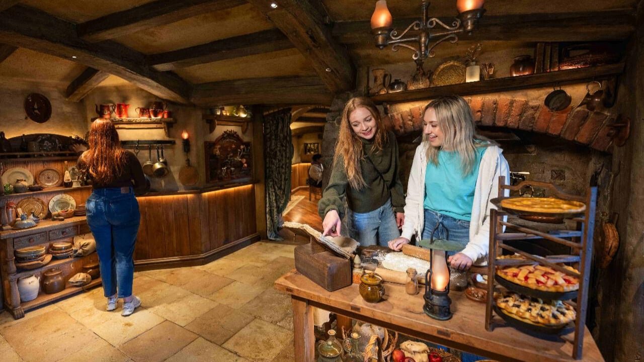Cozy interior view of a Hobbiton home from the Lord of the Rings movie set