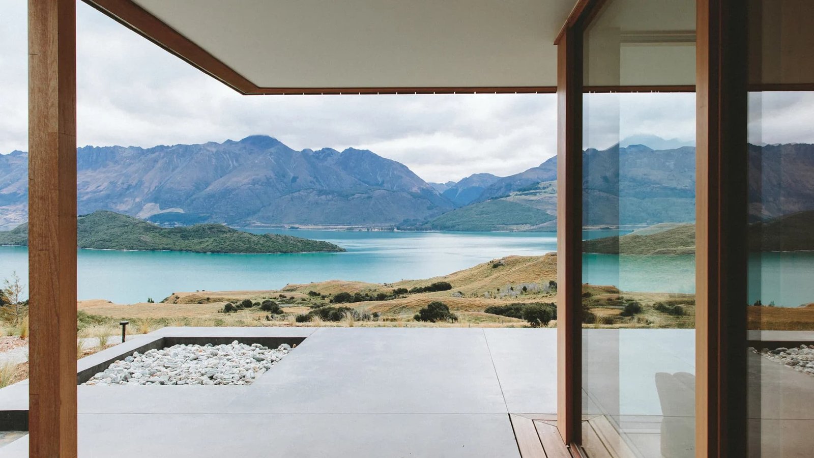 Panoramic scenic view of majestic mountains at Aroha Wellness Retreat.