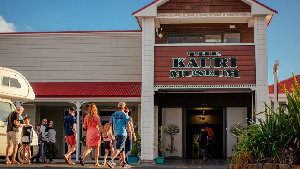Exterior view of The Kauri Museum showcasing New Zealand’s kauri tree heritage.