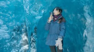 Stunning blue ice walls and caves on a helihike tour of Tasman Glacier from Queenstown