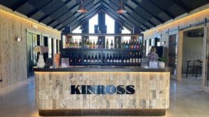 View of Kinross Winery vineyard and cellar door in Queenstown