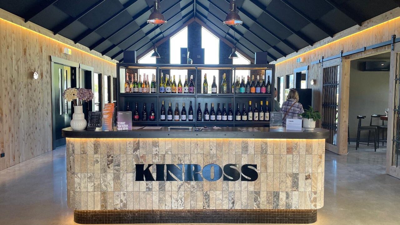 View of Kinross Winery vineyard and cellar door in Queenstown