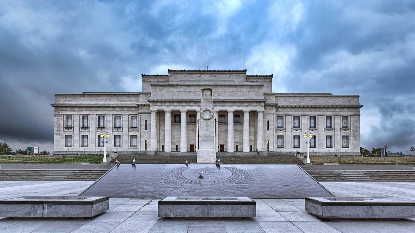 Historic Auckland Museum building located in Auckland Domain during a small group city highlights tour