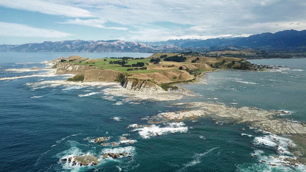 Rugged rocky Kaikōura coastline viewed on a small group day tour from Christchurch