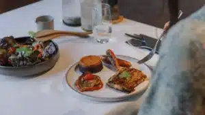 Exquisitely presented fine dining dish at Maruia River Retreat
