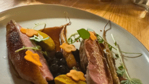 Fine dining plated dish at Kimaha Restaurant on Waiheke Island